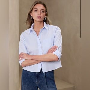 Banana Republic Cropped Shirt Crisp Blue